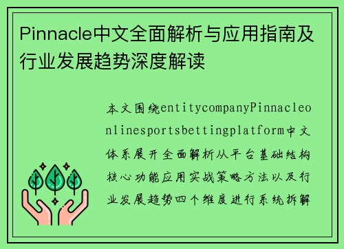 Pinnacle中文全面解析与应用指南及行业发展趋势深度解读